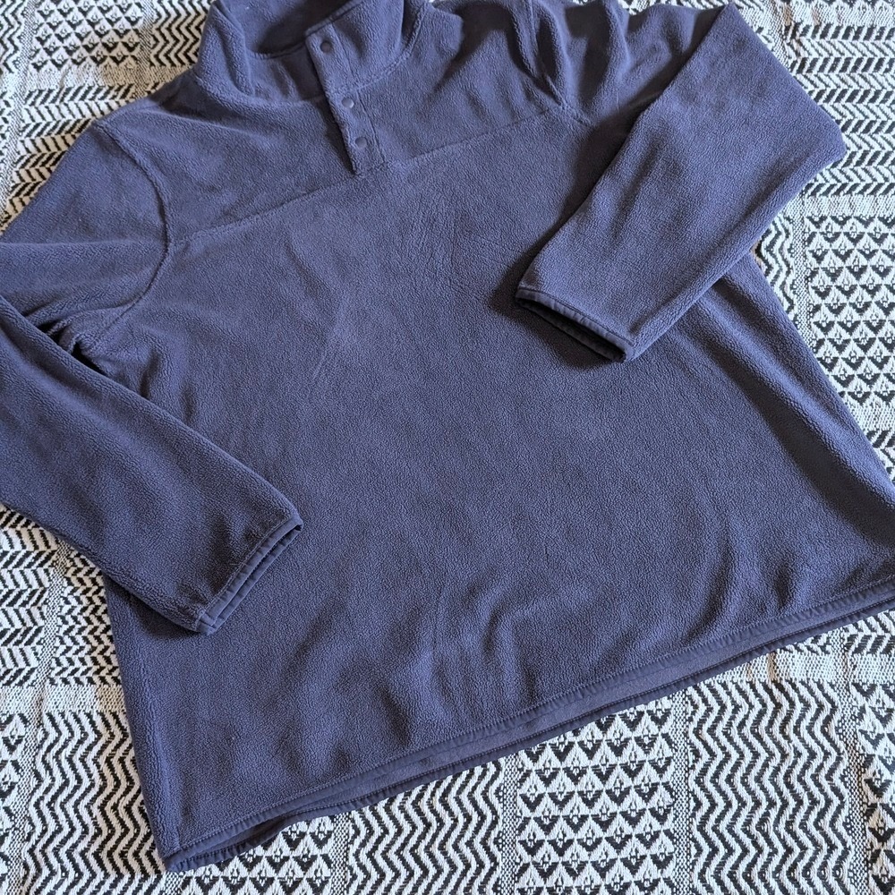 32 Degrees Heat Fleece Pullover Navy Blue Mock Neck Snap Women XL